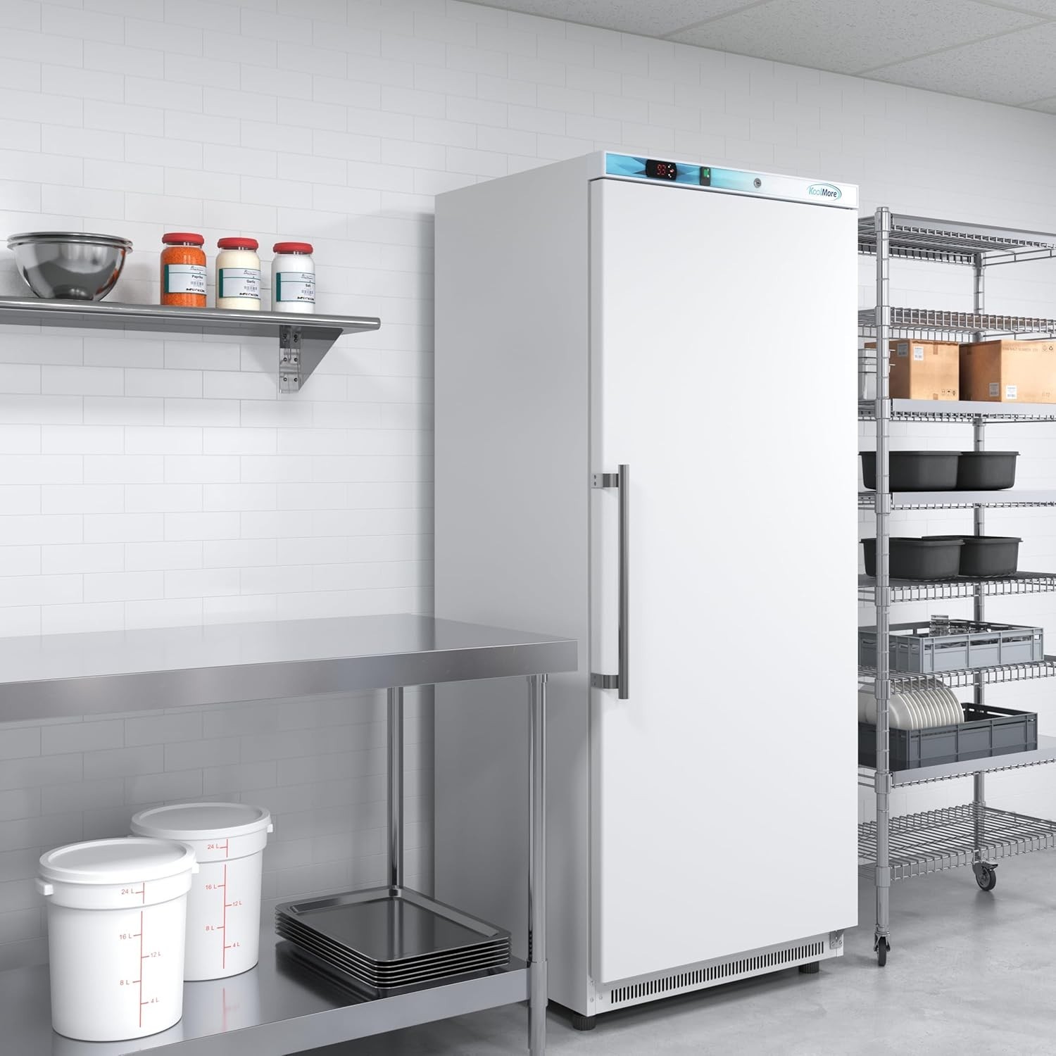 Professional Grade 20 Cu. Ft. White Refrigerator with Manual Defrost & 4 Shelves