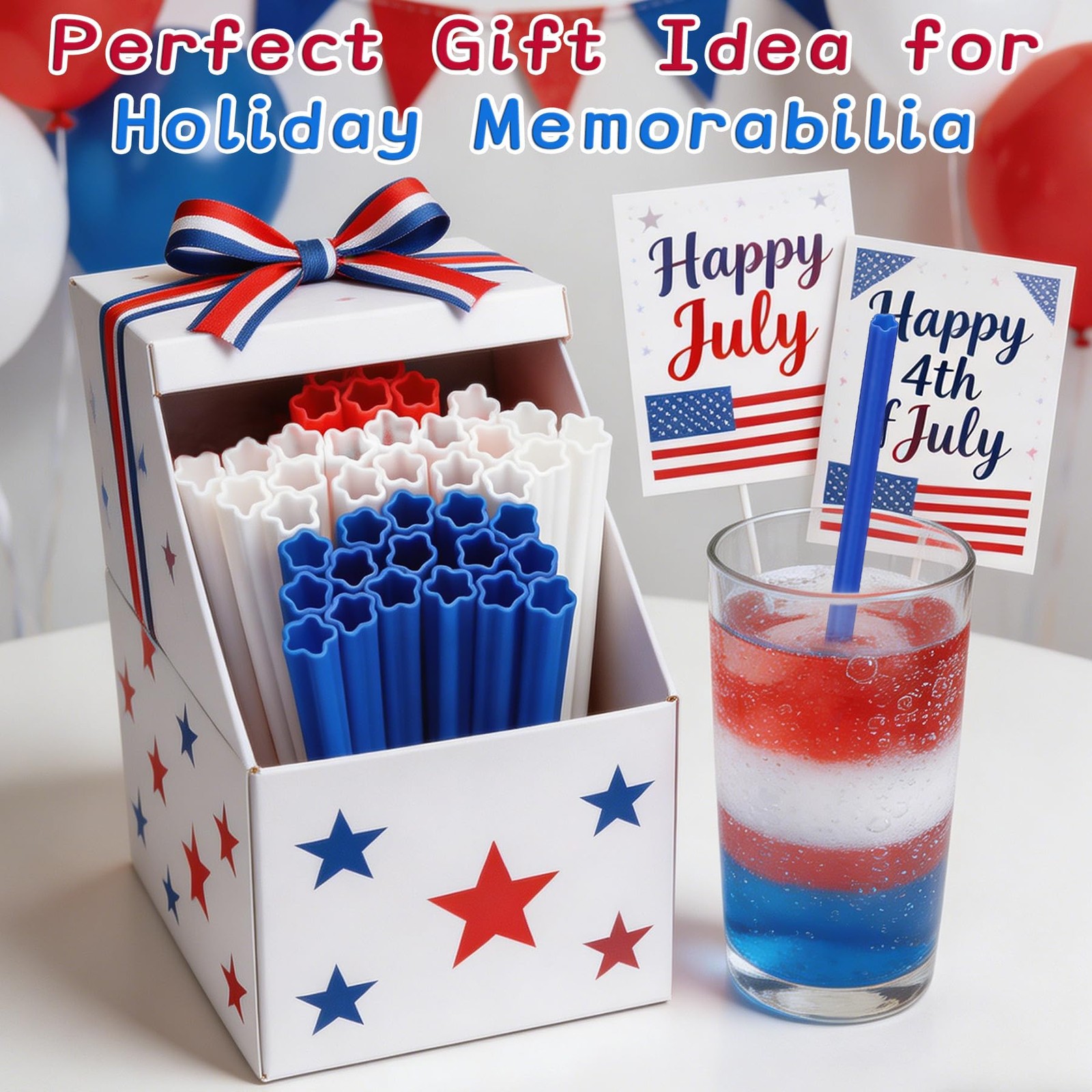 USA 250th Anniversary 4th of July Decorations 9 inch, Red White Blue