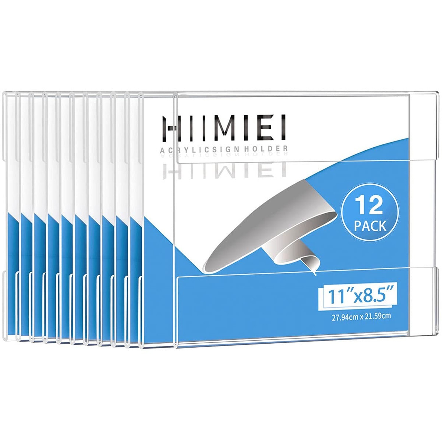 HIIMIEI Acrylic Wall Sign Holder 8.5 x 11 Inches Horizontal 12 Pack, Clear Pl…