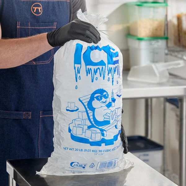 500 Case 20 lb Clear Plastic Ice Bags Printed Commercial Storage Bags
