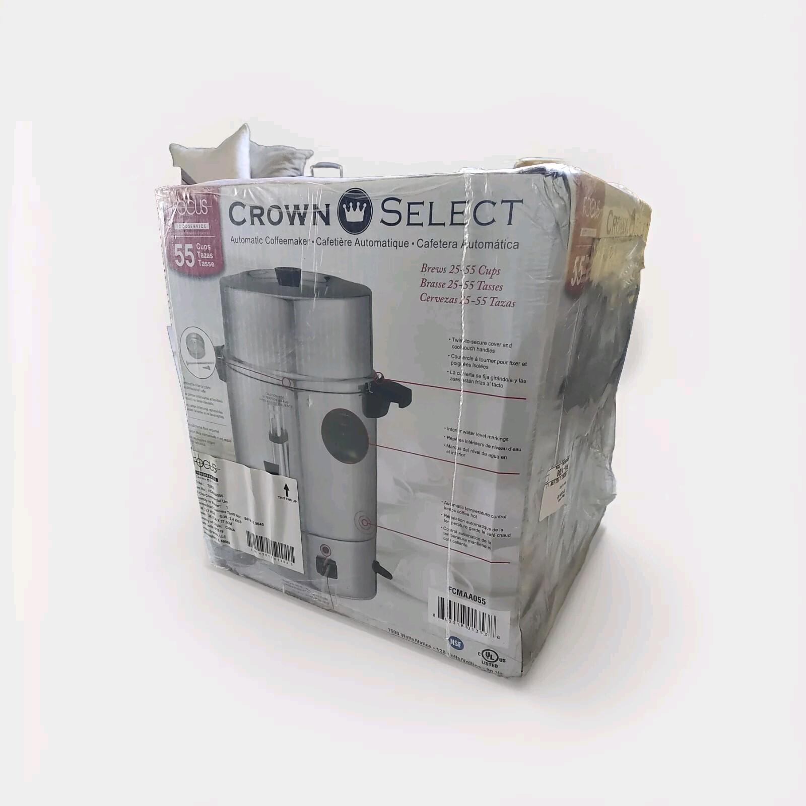 Focus Foodservice Crown Select FCMLA055 55-Cup, Polished Aluminum Coffee Maker