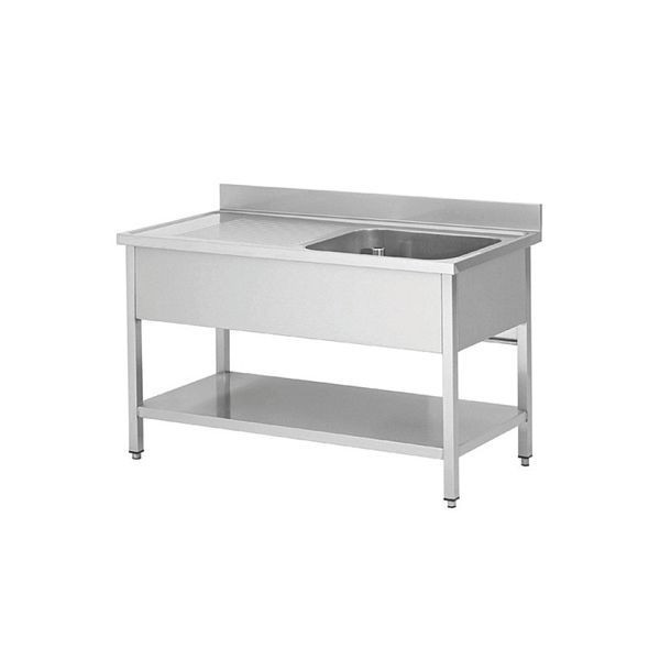 Sink gastronomic sink stainless steel with base 1 basin right 120 x 60 cm new