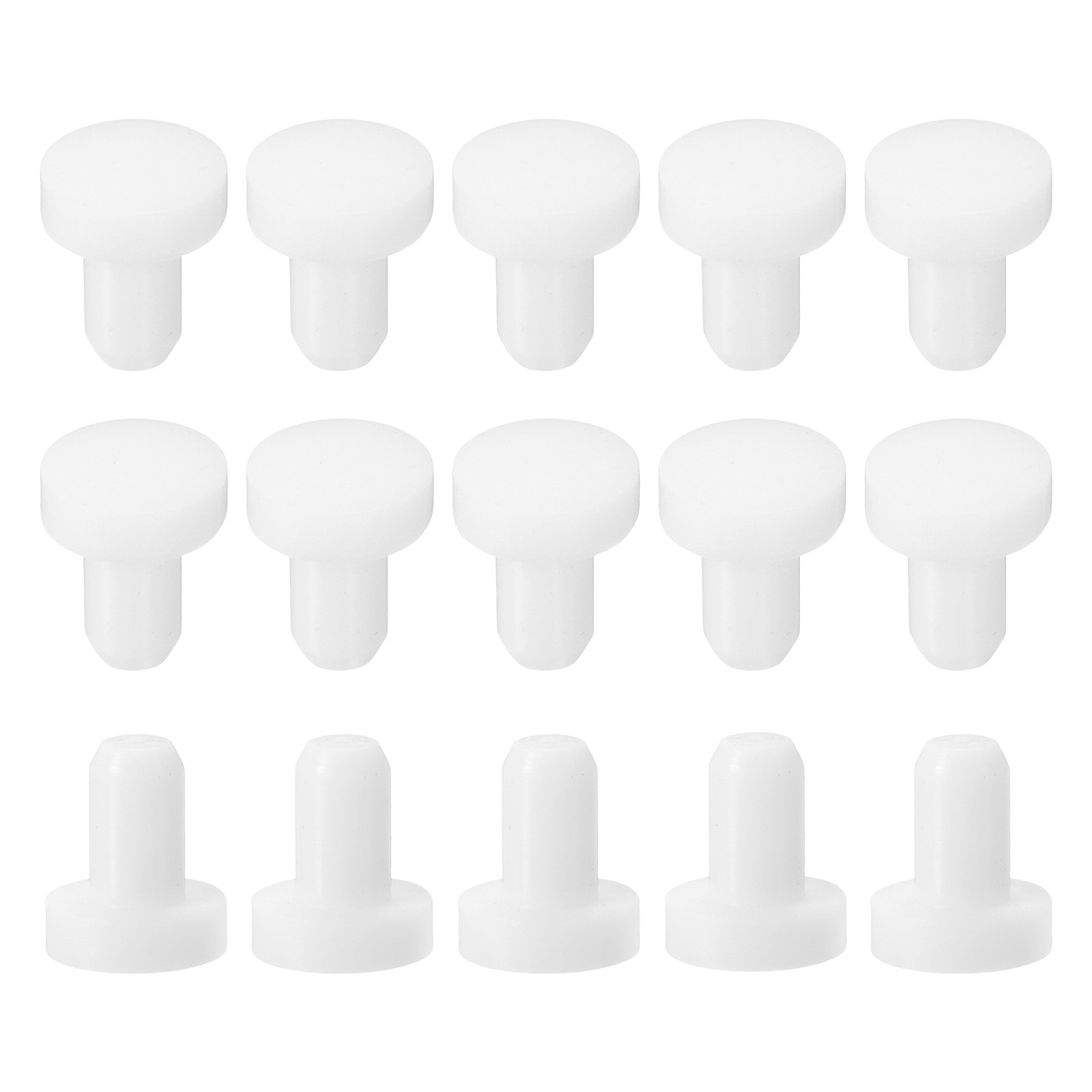 15Pcs Solid Silicone Hole Plug for 3.8mm/0.15″ Hole, 0.24″ Plug Height, White