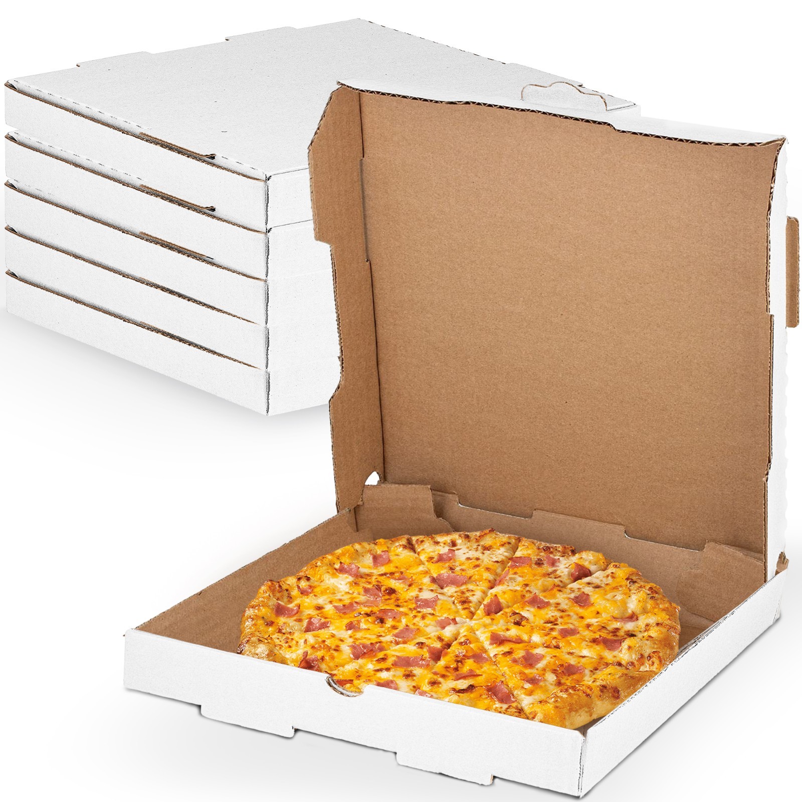 MT Products 18″ x 18″ x 2″ White Pizza Boxes B-Flute Cardboard – Pack of 50
