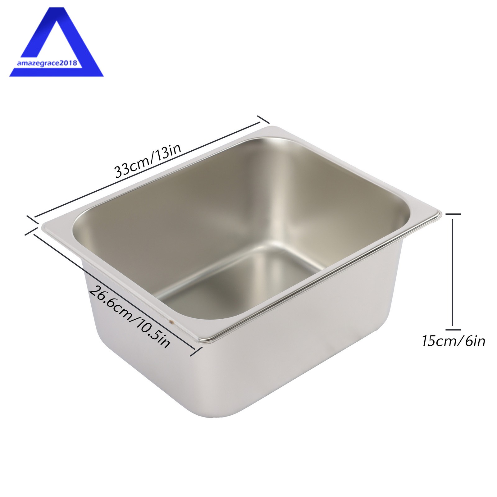 Steam Table Hotel Pans 1/2 Size 6″ Deep 2Pcs Stainless Steel Metal Tray with Lid