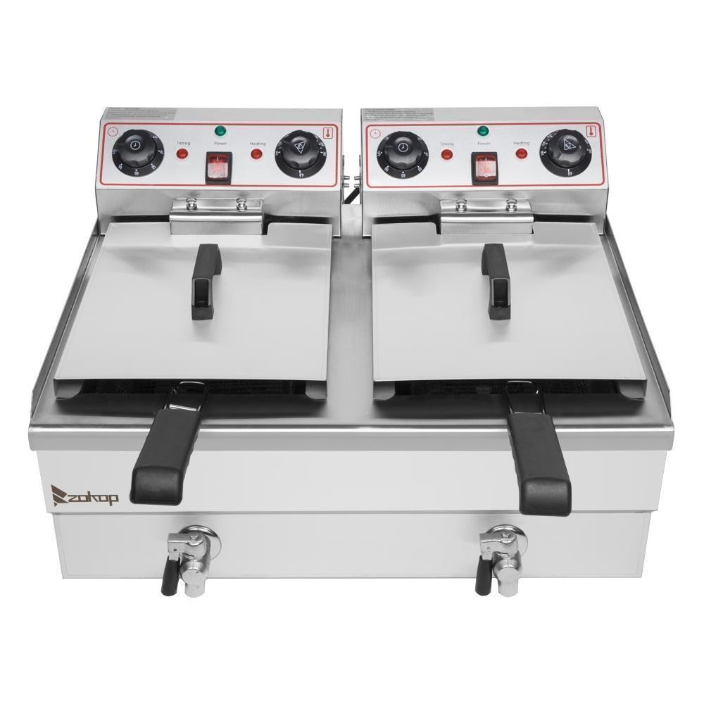 ZOKOP Upgrade 3400W 24.9QT Electric Countertop Deep Fryer Commercial Basket Home