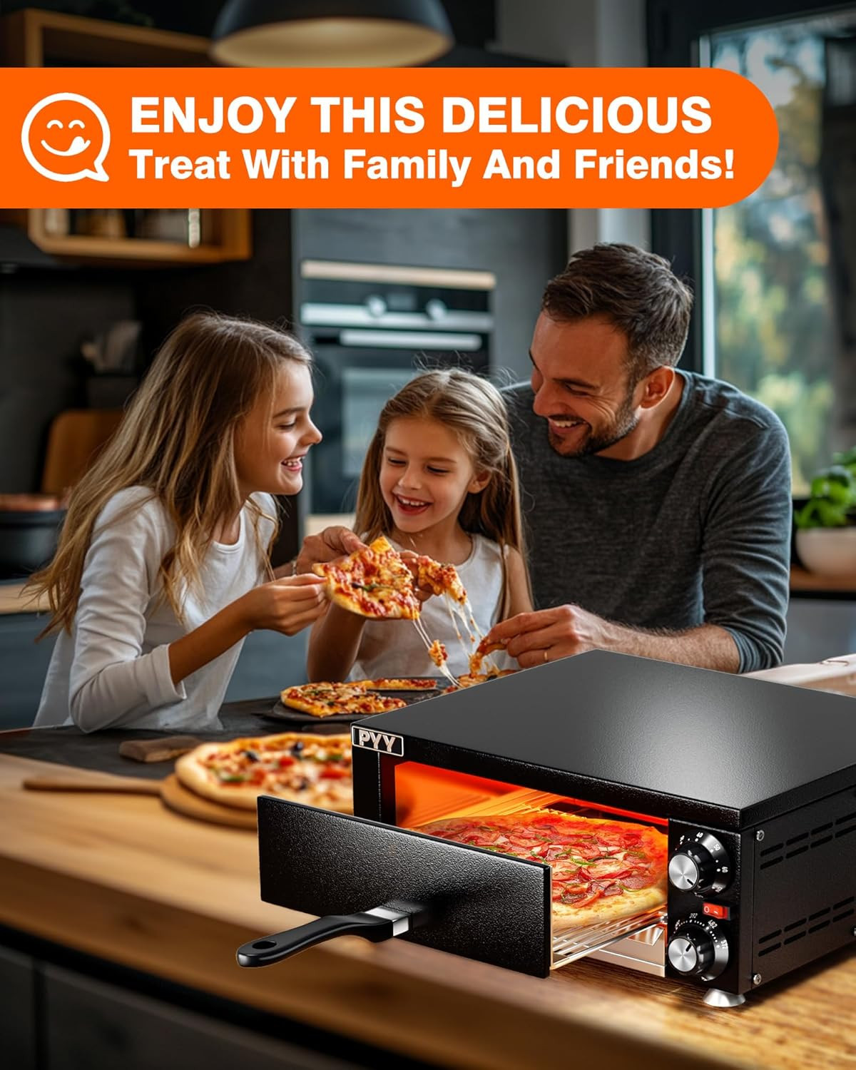 Stainless Steel 1100W Indoor Electric Pizza Oven – Countertop Maker