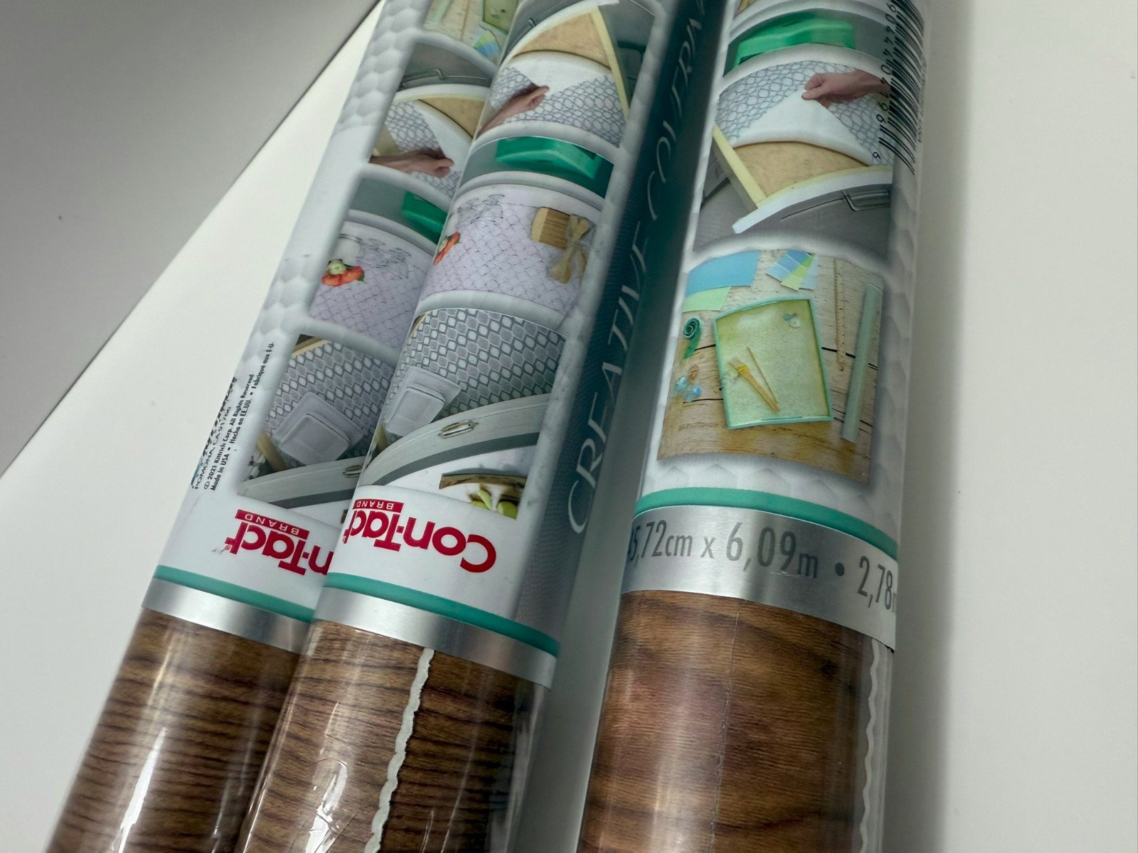 Lot of 3 Rolls Con-Tact Creative Covering Removable Adhesive Paper Light Oak