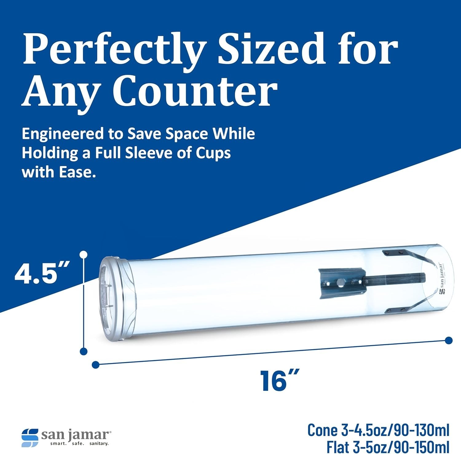 Blue Plastic Cup Dispenser for Restaurants, 16 Inches