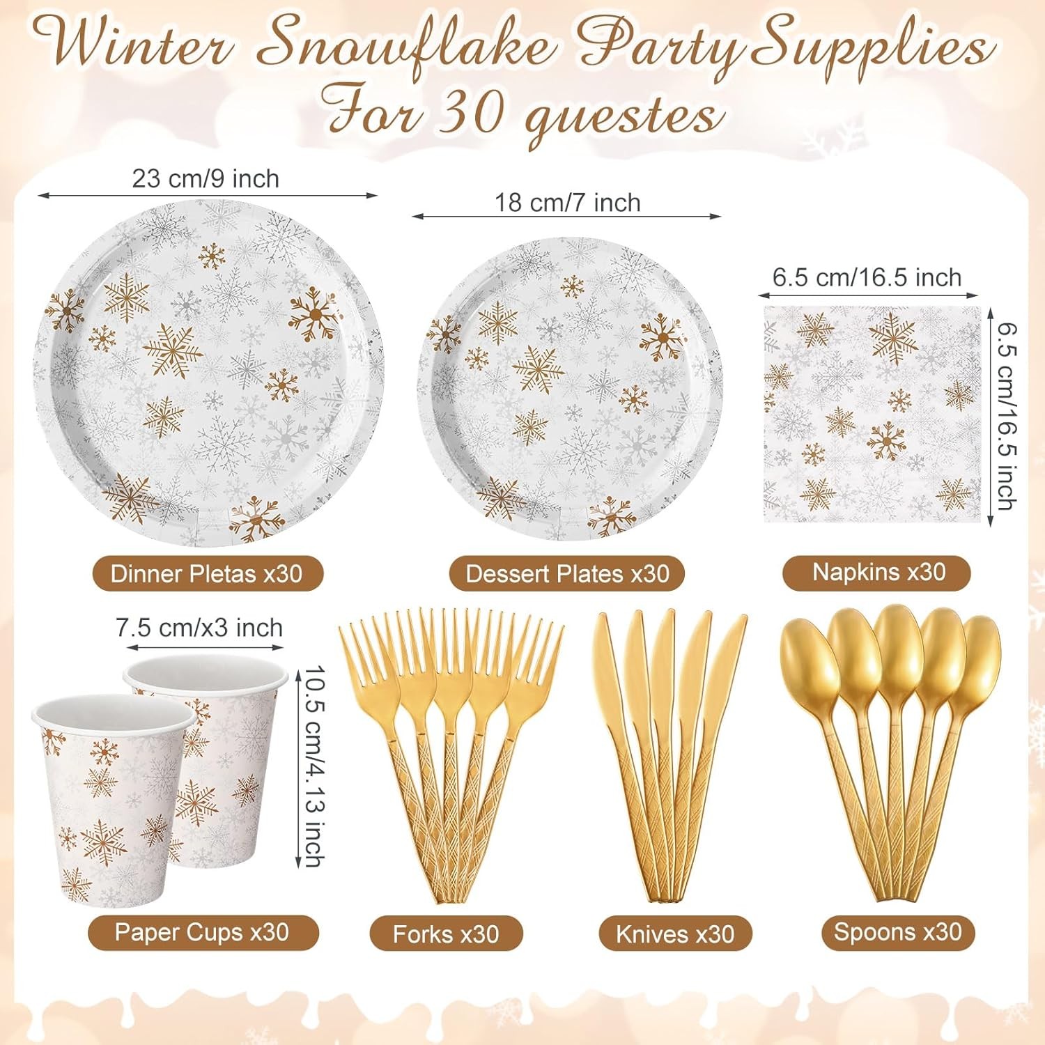 210 Pcs Winter Snowflake Paper Plates and Napkins Set Winter Wonderland Birthday
