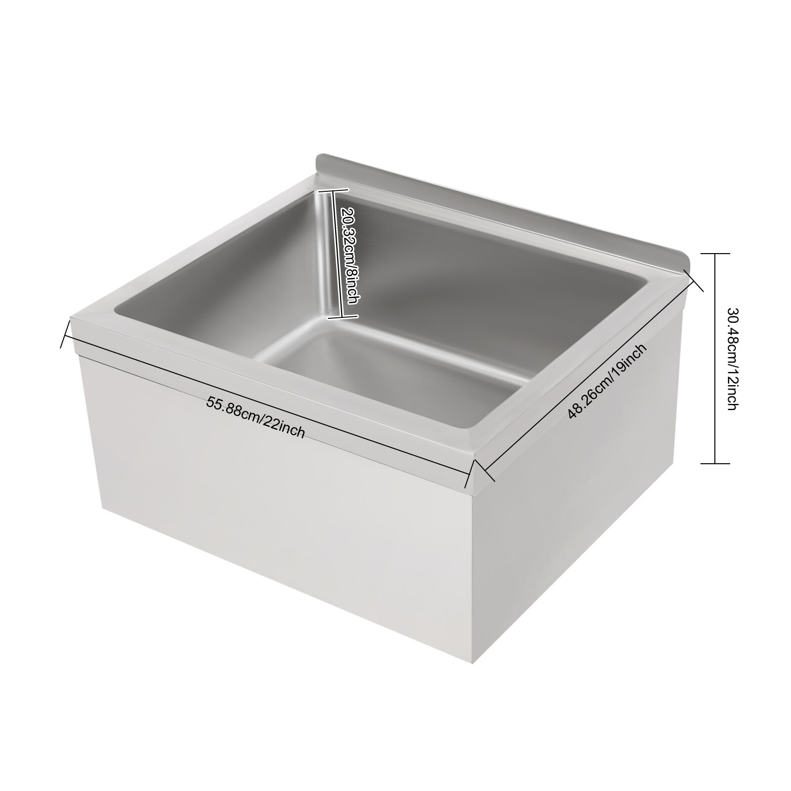 Commercial Wall-Mounted Mop Sink Rectangular Stainless Steel Floor Mop Sink