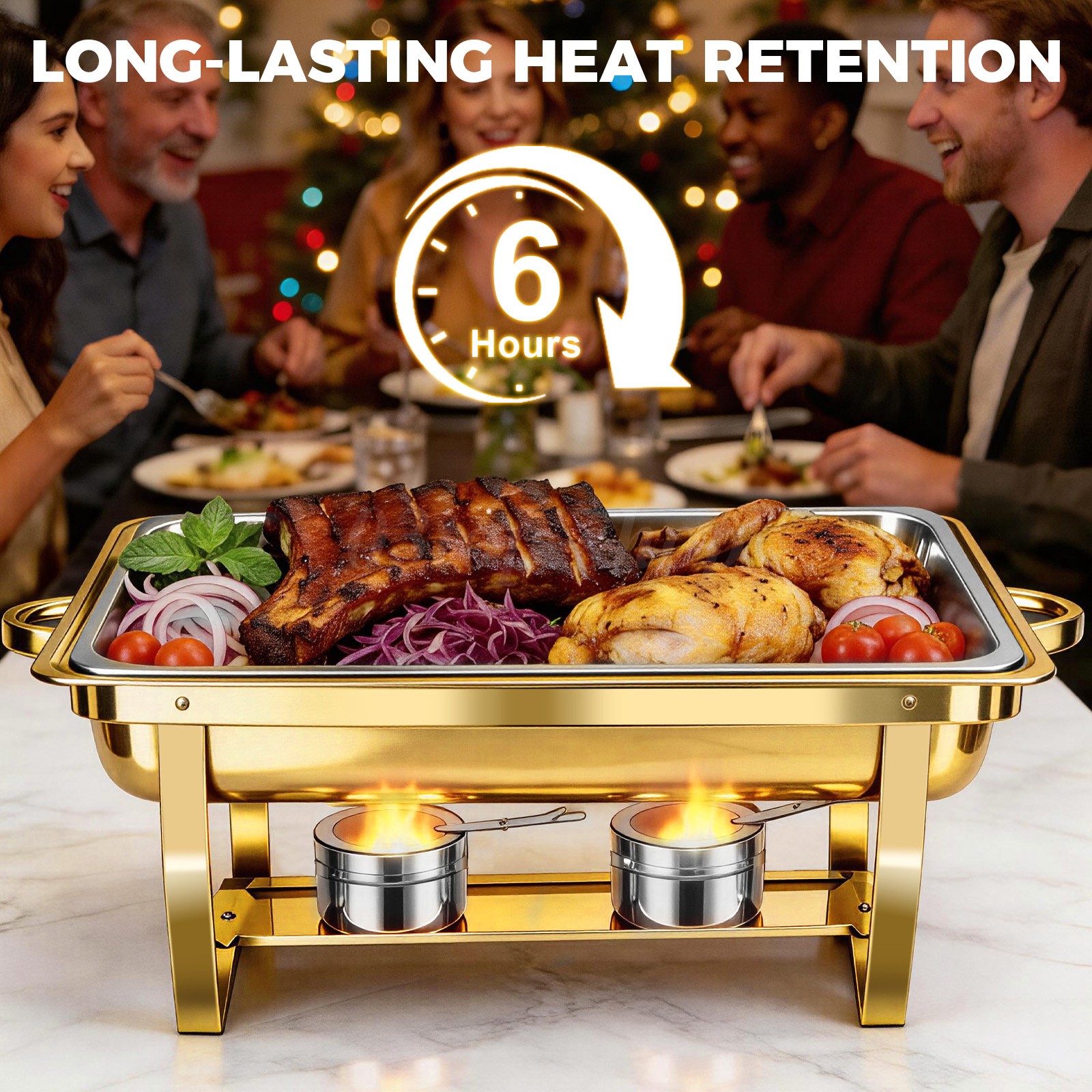 9Qt 4X Chafing Dish Buffet Set GOLD 316 Stainless Steel Chafer for Catering