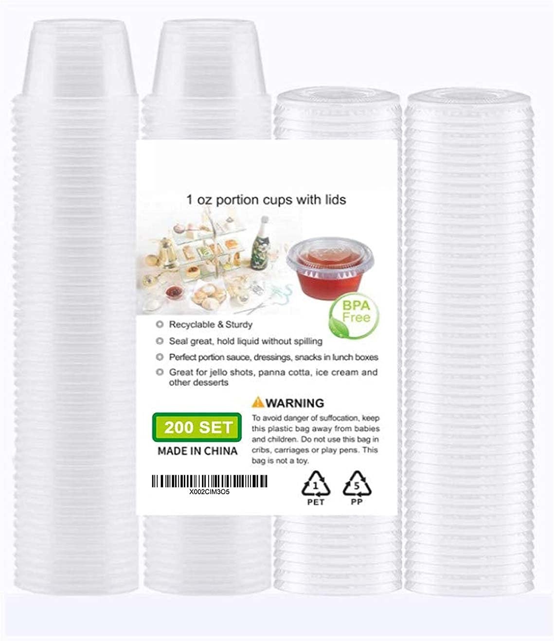 TashiLiving 200-1oz Clear Polypropylene Small (Pack of 1), clear