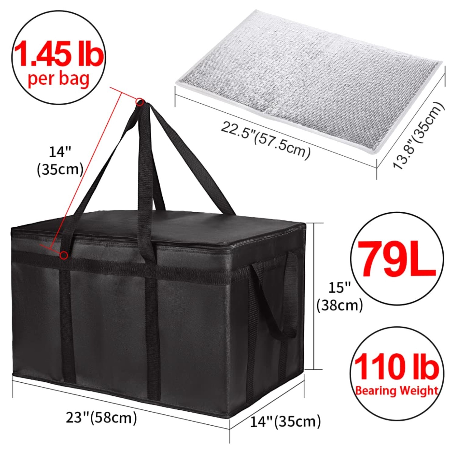 Insulated Reusable Grocery Cooler Bags – 2 Pack