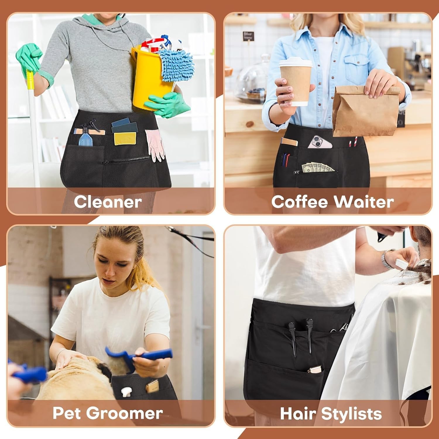 Versatile Waterproof Serving Apron for Waitstaff – 6 Pockets