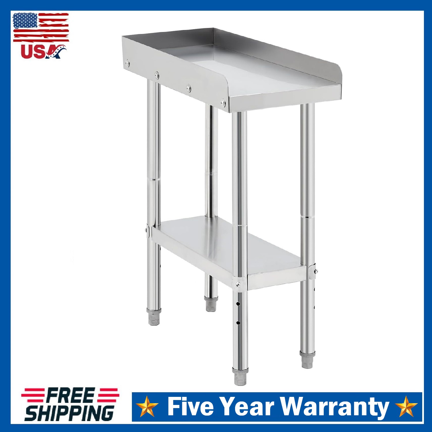Stainless Steel Work Table ,12×24 Inch Commercial Kitchen Prep Table Grill Stand