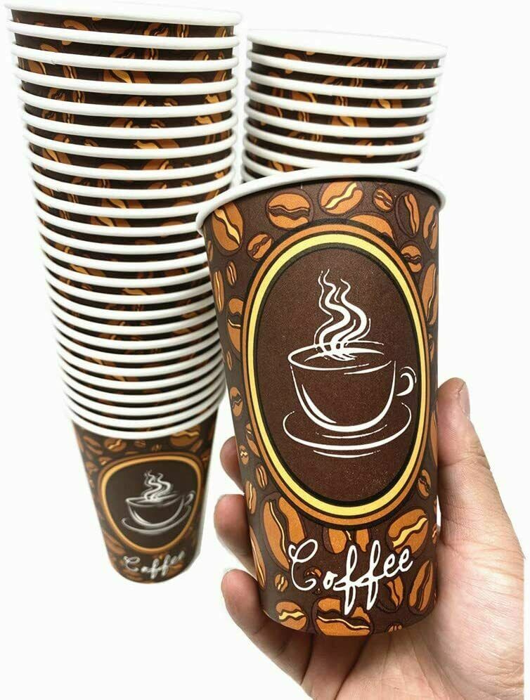 50 Pack Quality Disposable Paper Hot Coffee Tea Cups – 16oz USA SELLER