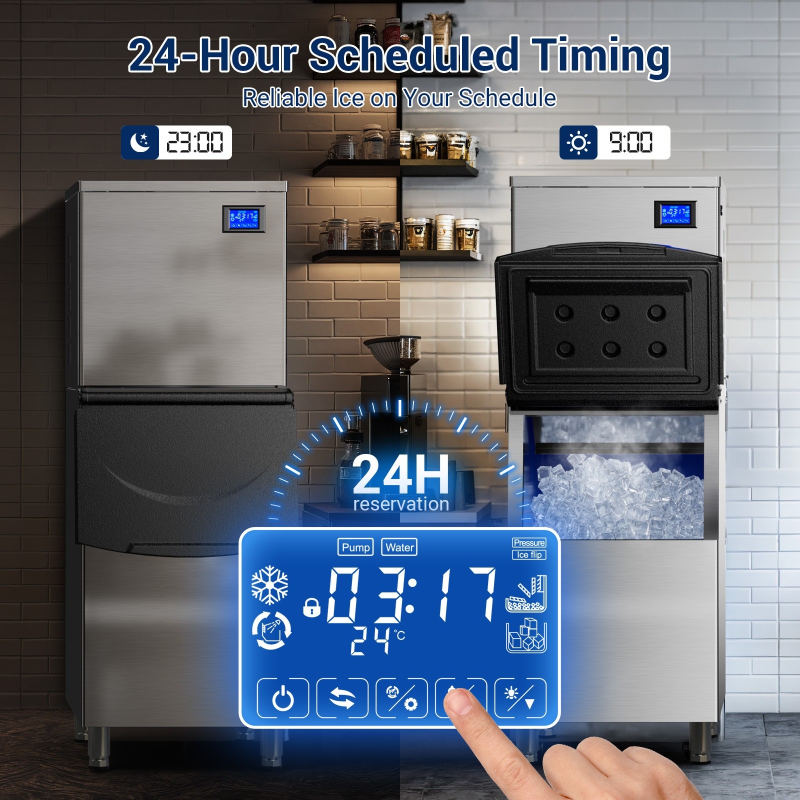 Commercial Ice Maker 650Lbs/24H Under Counter Ice Machine, 450LBS Storage Bin