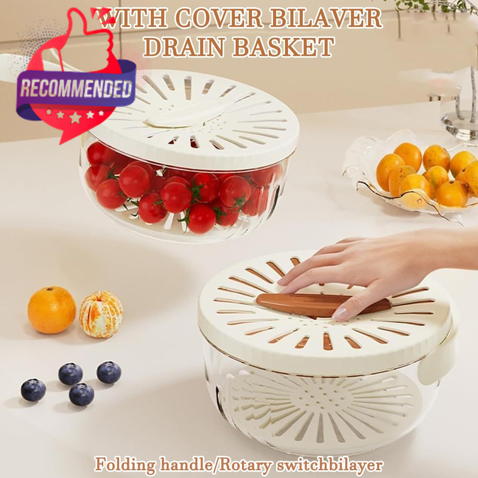 2 In 1 Drainer, Multifunctional Fruit And Vegetable Washing Bowl, 2025 New Fruit