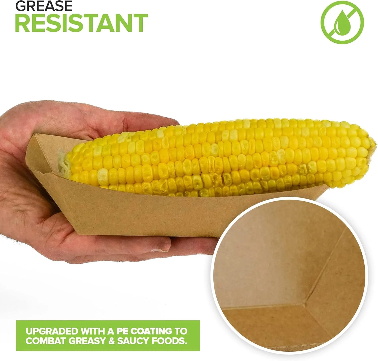 [250 Pack] Medium Disposable Brown Kraft Paper Food Trays, 1-Lb Concession Tray,
