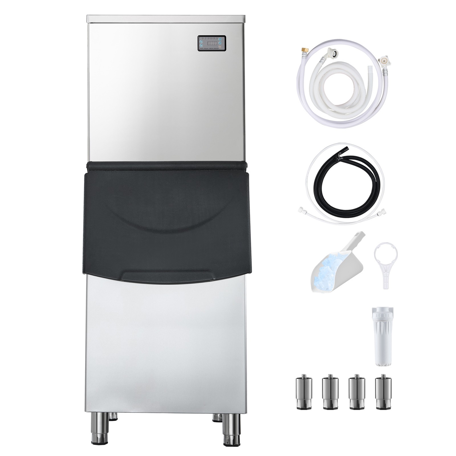 Uimoso 450LBS/24H Commercial Ice Maker with 250LBS Storage Bin and Self-Cleaning