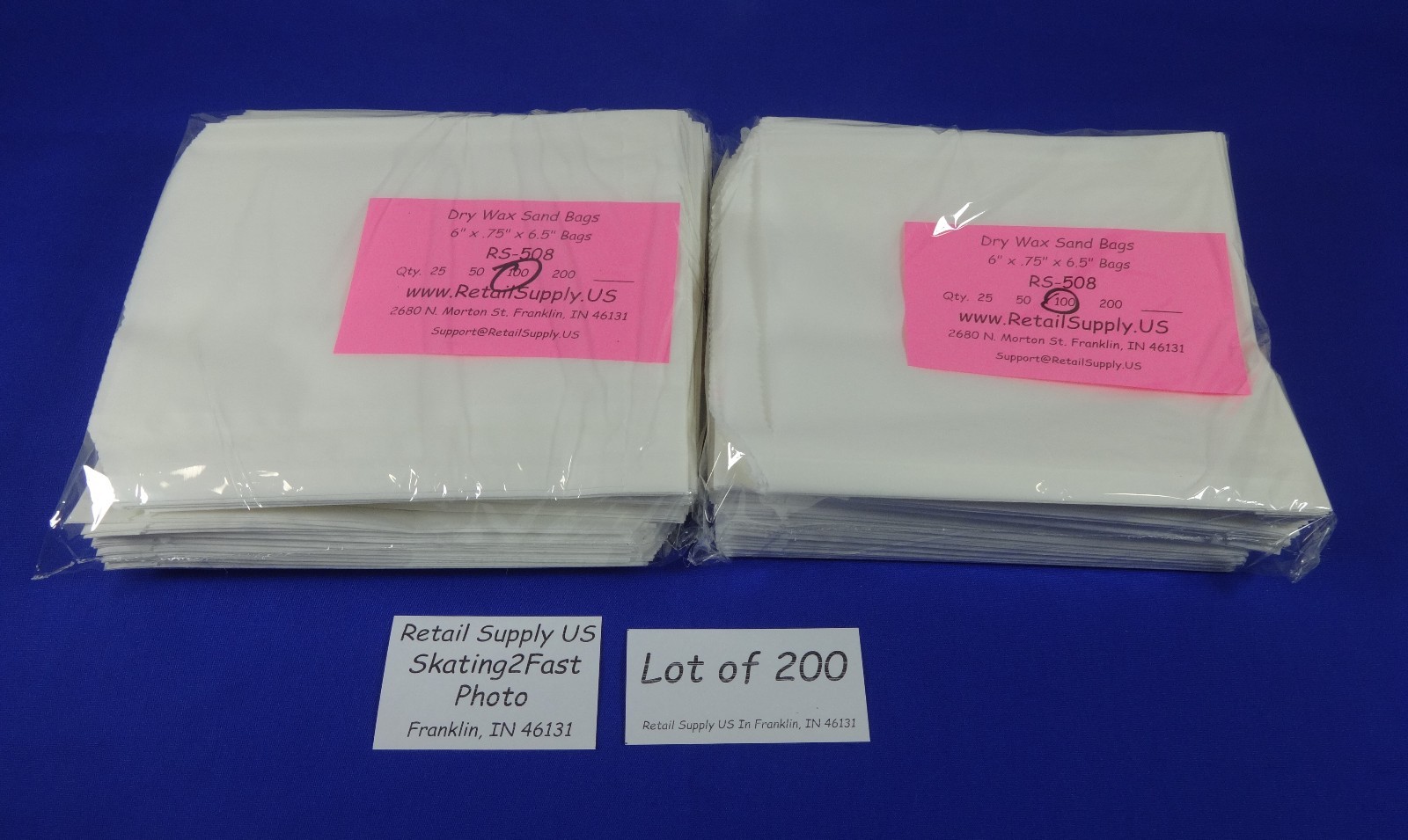 Qty 100 Dry Wax White Paper Sand Bags Concession Machine supplies 6″ x0.75″x6.5″