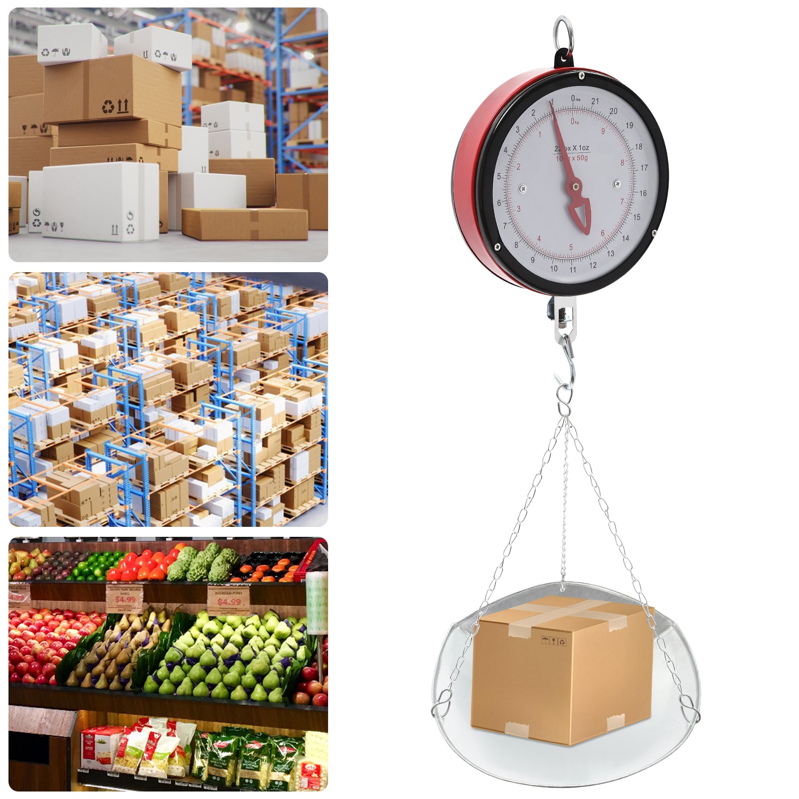 10kg/22lbs Double-sided Supermarkets Dial Hanging Scale Circular Hanging Scale