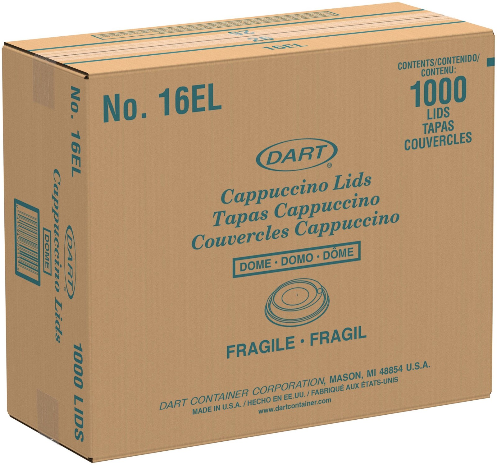 Dart 16EL White Cappuccino Dome Sip-Lid Fits 12-24 oz Foam Cups – 1,000/Case