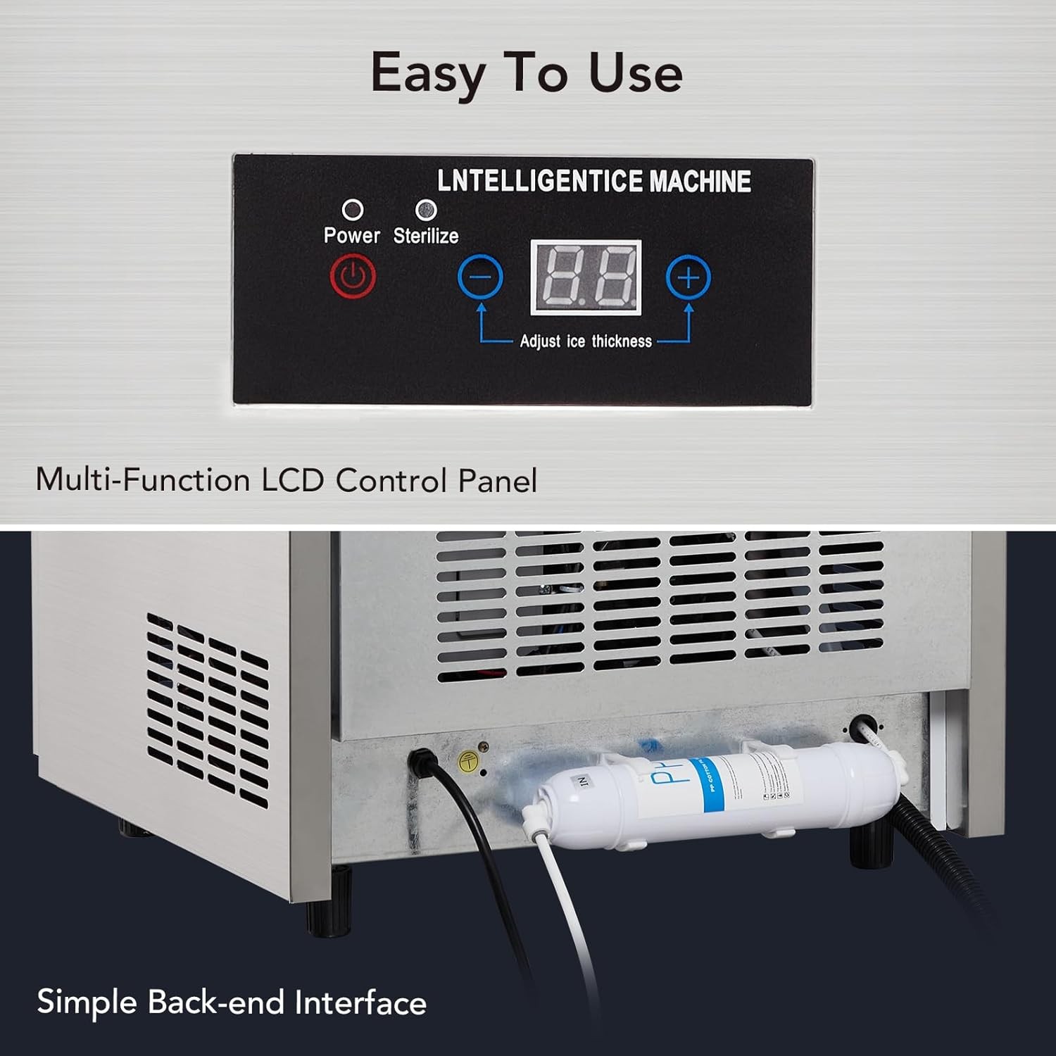 Commercial Ice Maker Machine 90lbs/24h w/ 30lbs Ice Storage Stainless Steel Bar