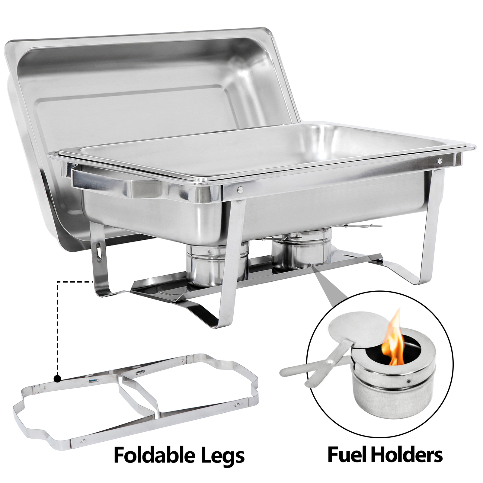 2 Pack 8QT Chafing Dish High Grade Stainless Steel Chafer Complete Set Full Size