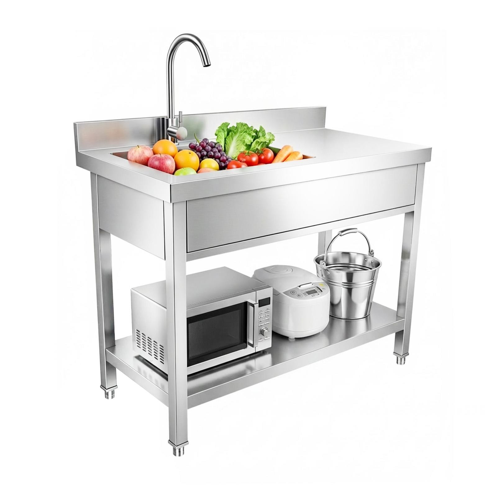 Stainless Steel Commercial Kitchen Sink,39″ Single Bowl Utility Sink Commercia