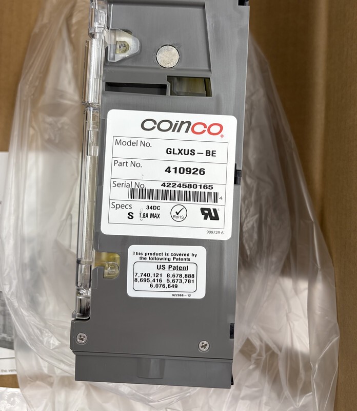 COINCO GLXUS-BE GUARDIAN GLX 6 TUBE COIN CHANGER MECH ACCEPTOR 24V MDB
