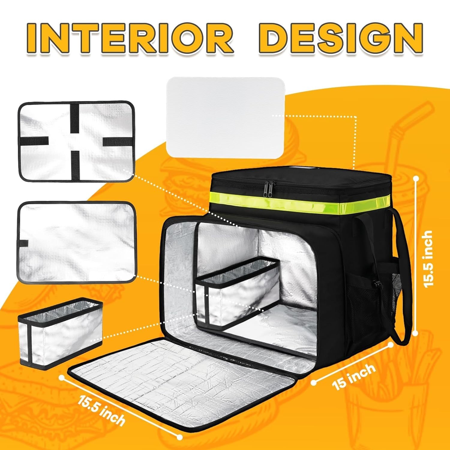 Ytonet Insulated Food Delivery Backpack w/7 Cup Holders Uber Eats Doordash – NEW