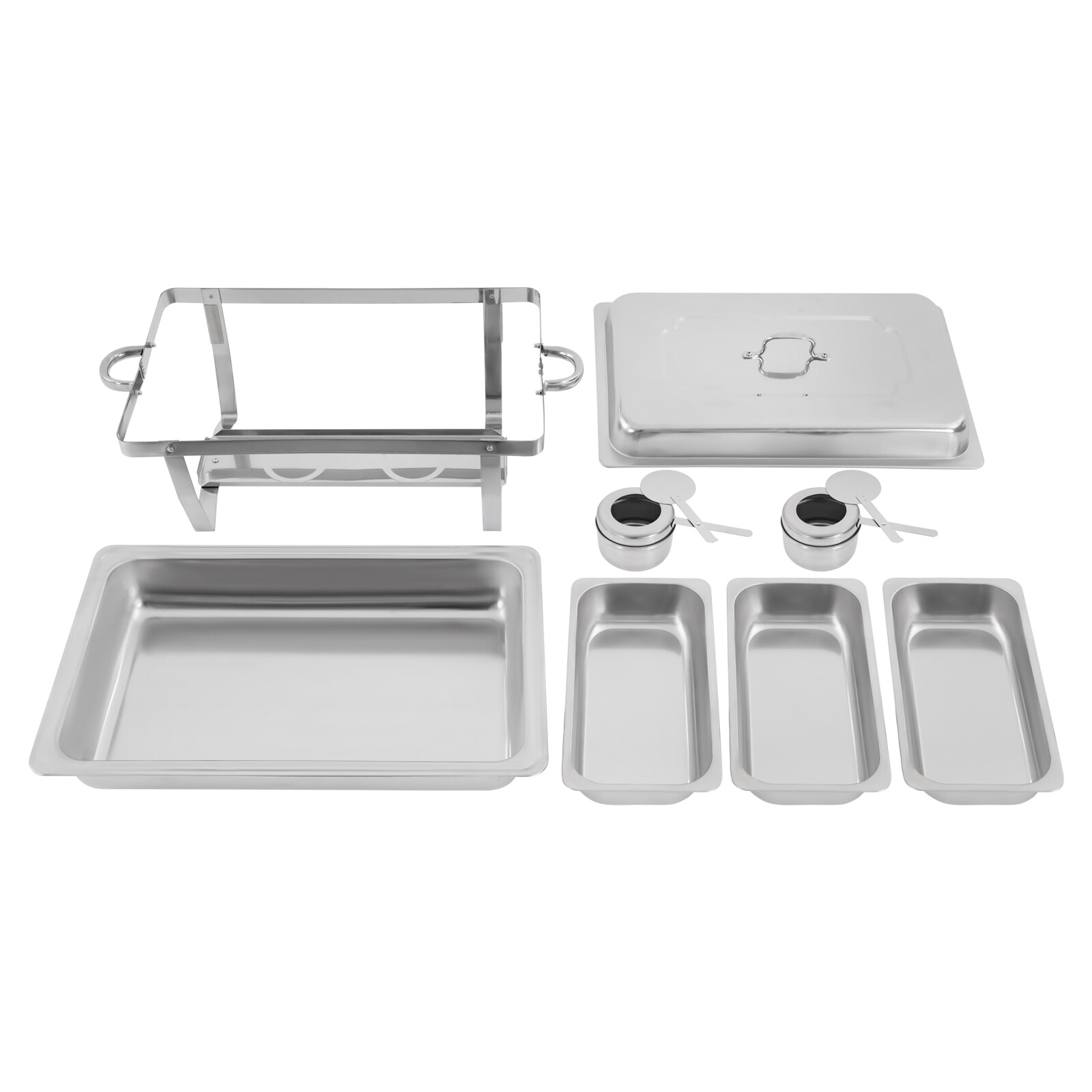 Silver 3 Pan Food Warmer Stainless Steel Buffet Set Food Pan Catering Chafer