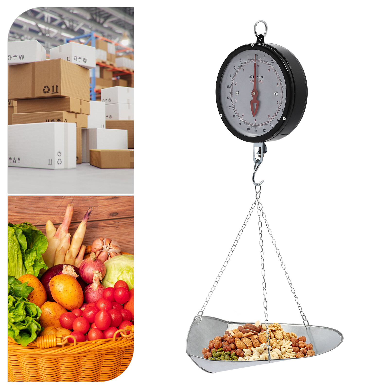 Double-sided Dial Hanging Scale 10kg/22lbs Circular Supermarkets Hanging Scale