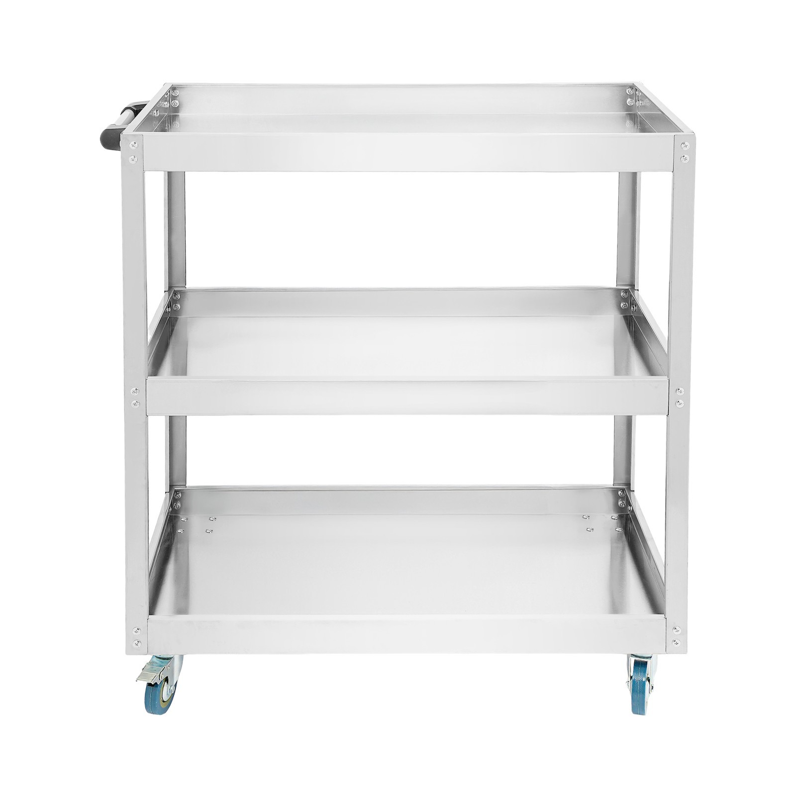 Stainless Steel Workshop Cart 3 Levels Multifunctional Cart W/ Wheels for Garage