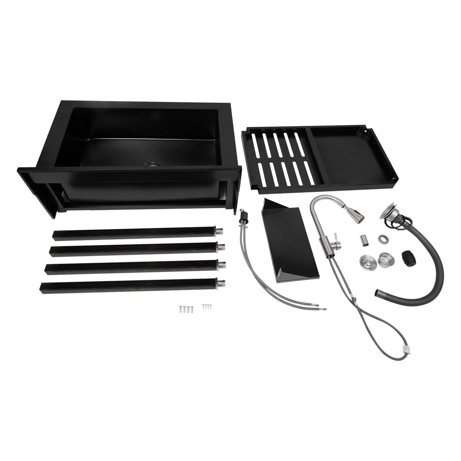 Single Bowl Kitchen Sink Stainless Steel Sink Kitchen Sink with Pull-Out Faucet