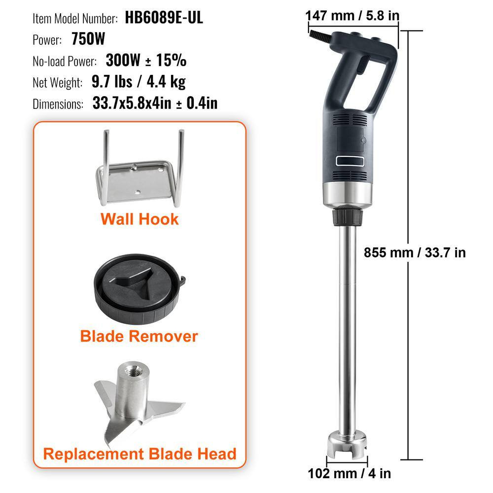 Commercial Immersion Blender-750W 20In. Heavy-Duty Hand Mixer for Various Uses
