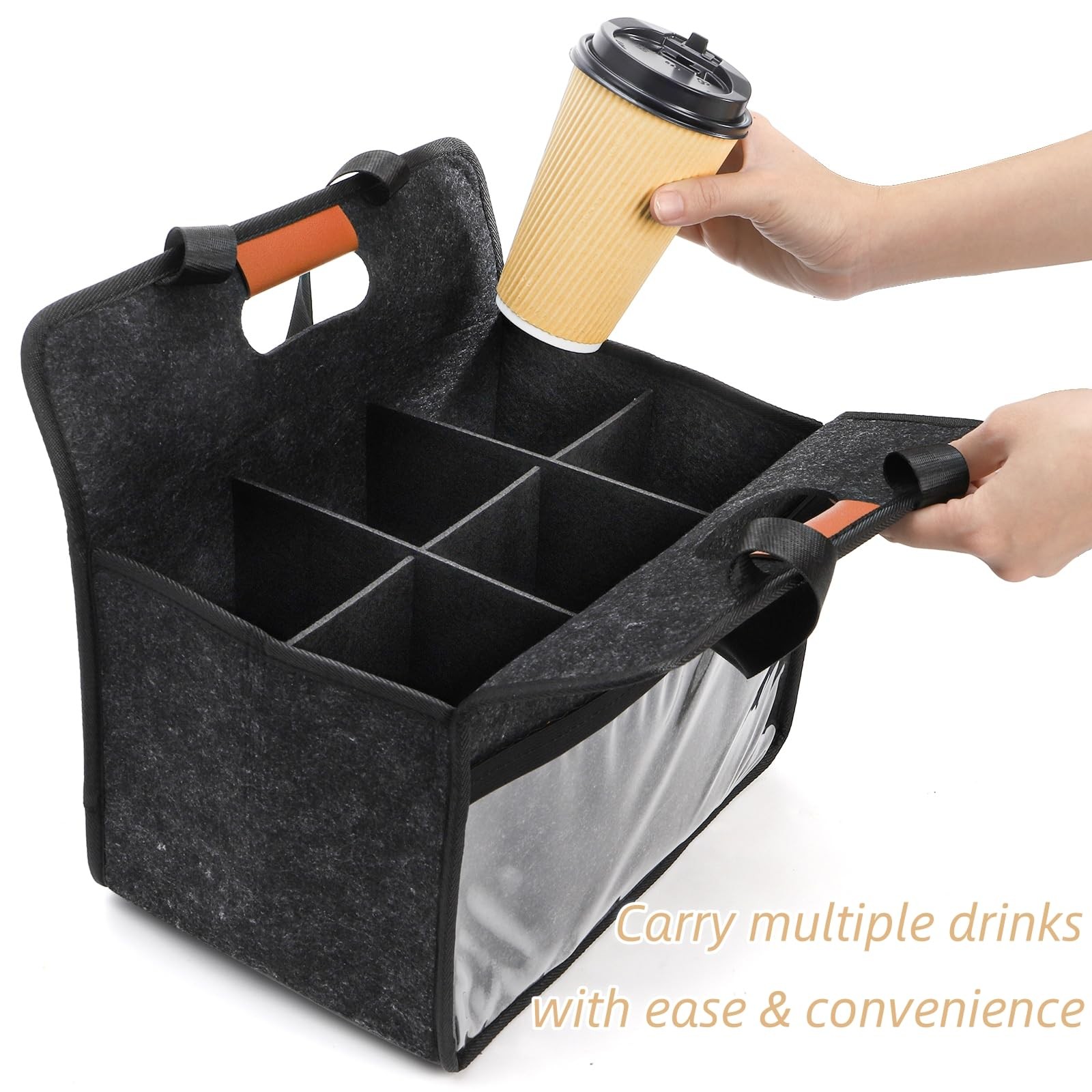 ZOOFOX 2 Pack Insulated Drink Carrier with 12.6 x 7.9 x 11 inches, Black