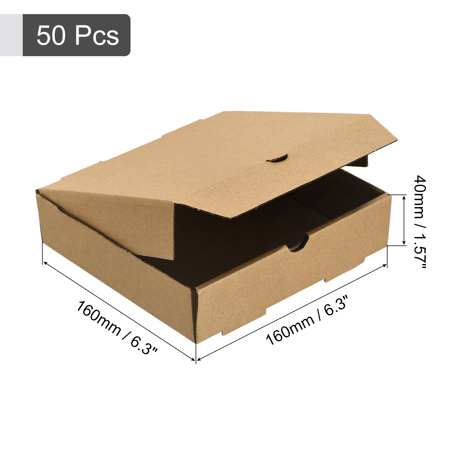Pizza Box, 50pcs 6 x 6 Inches – Cowhide Paper Square Mini Pizza Boxes (Brown)