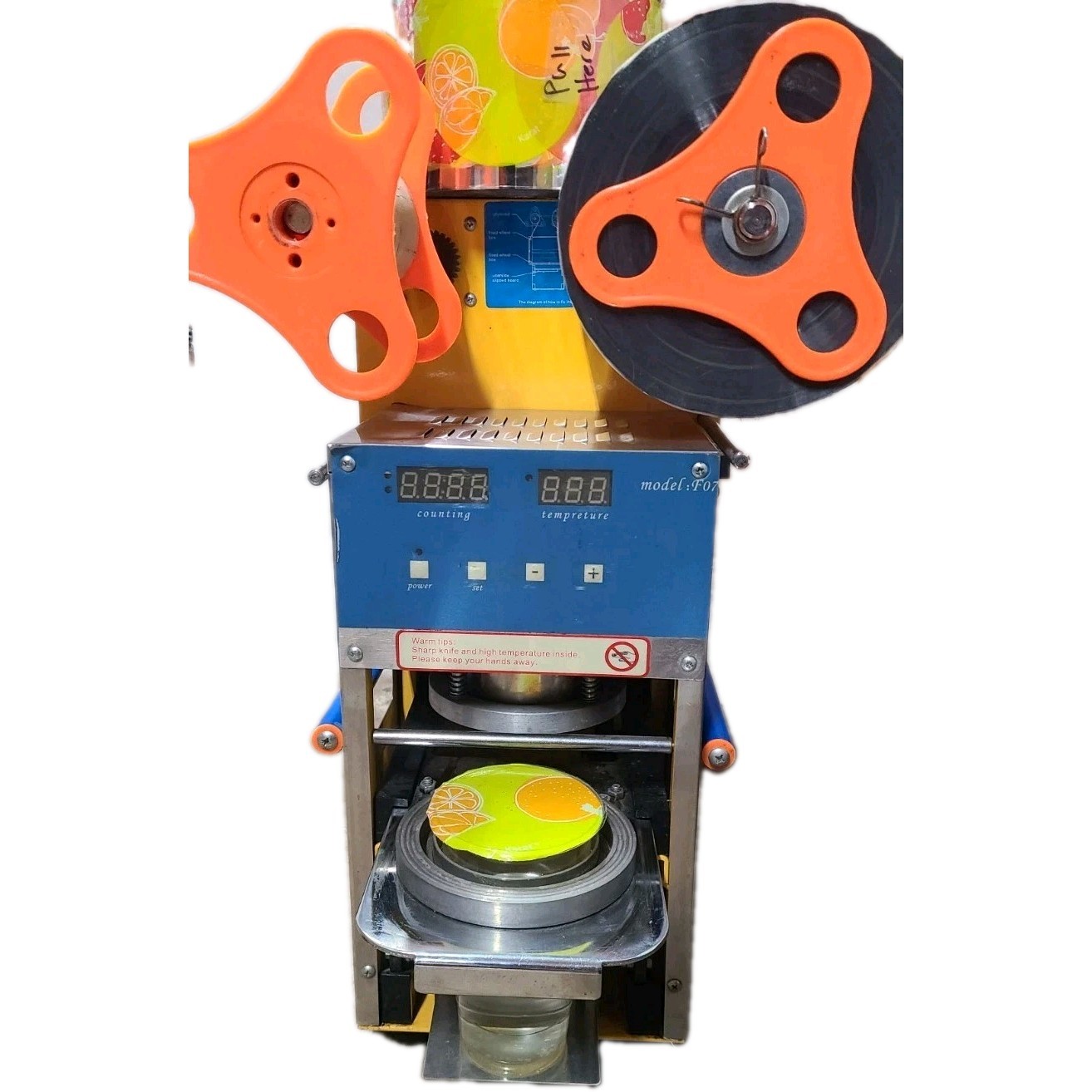 Automatic Cup Sealing Machine & 2 Rolls Of Film F07 Boba Bubble Tea Coffee