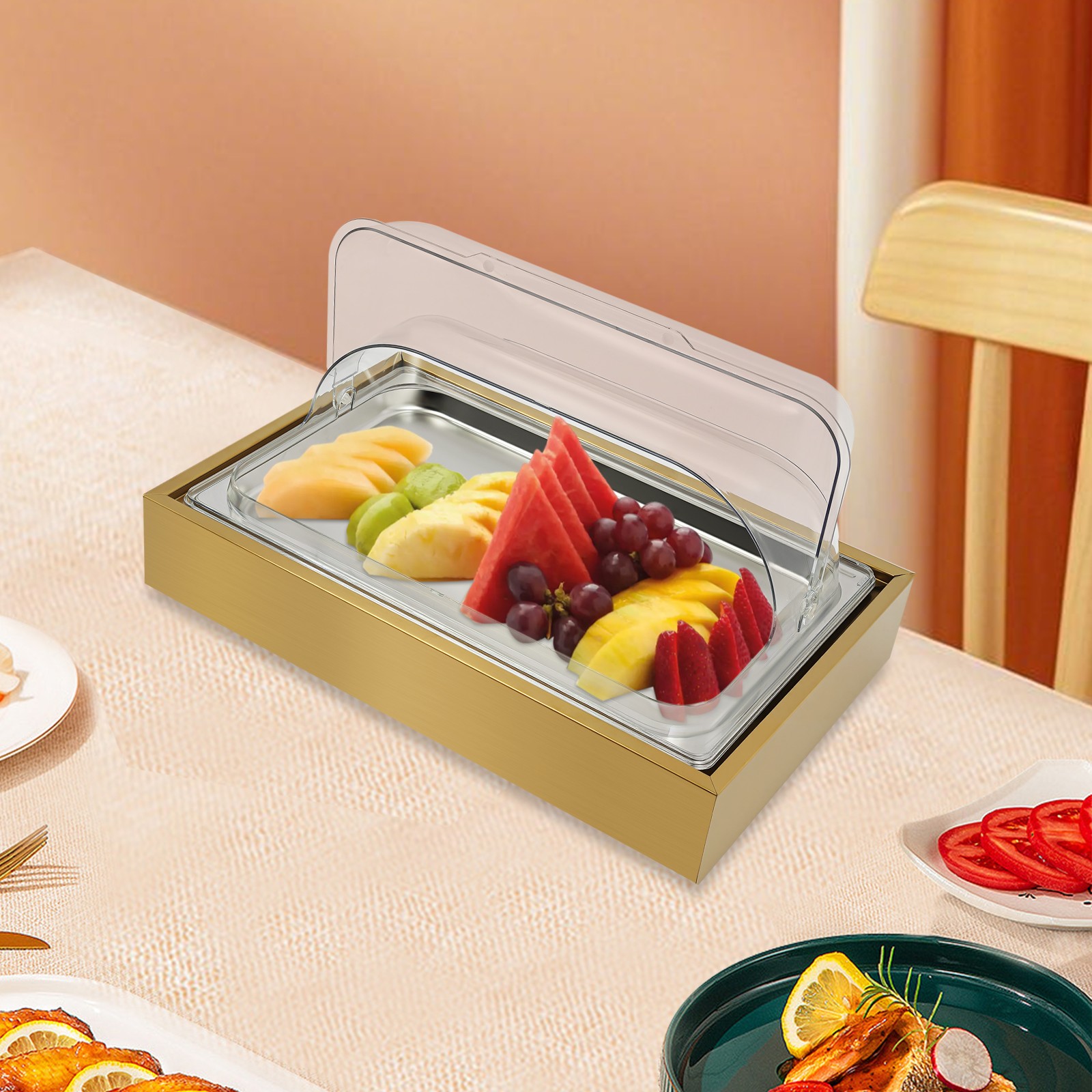Ice Food Serving Display Tray, Buffet Cold Serving Display Tray, Cooling Food