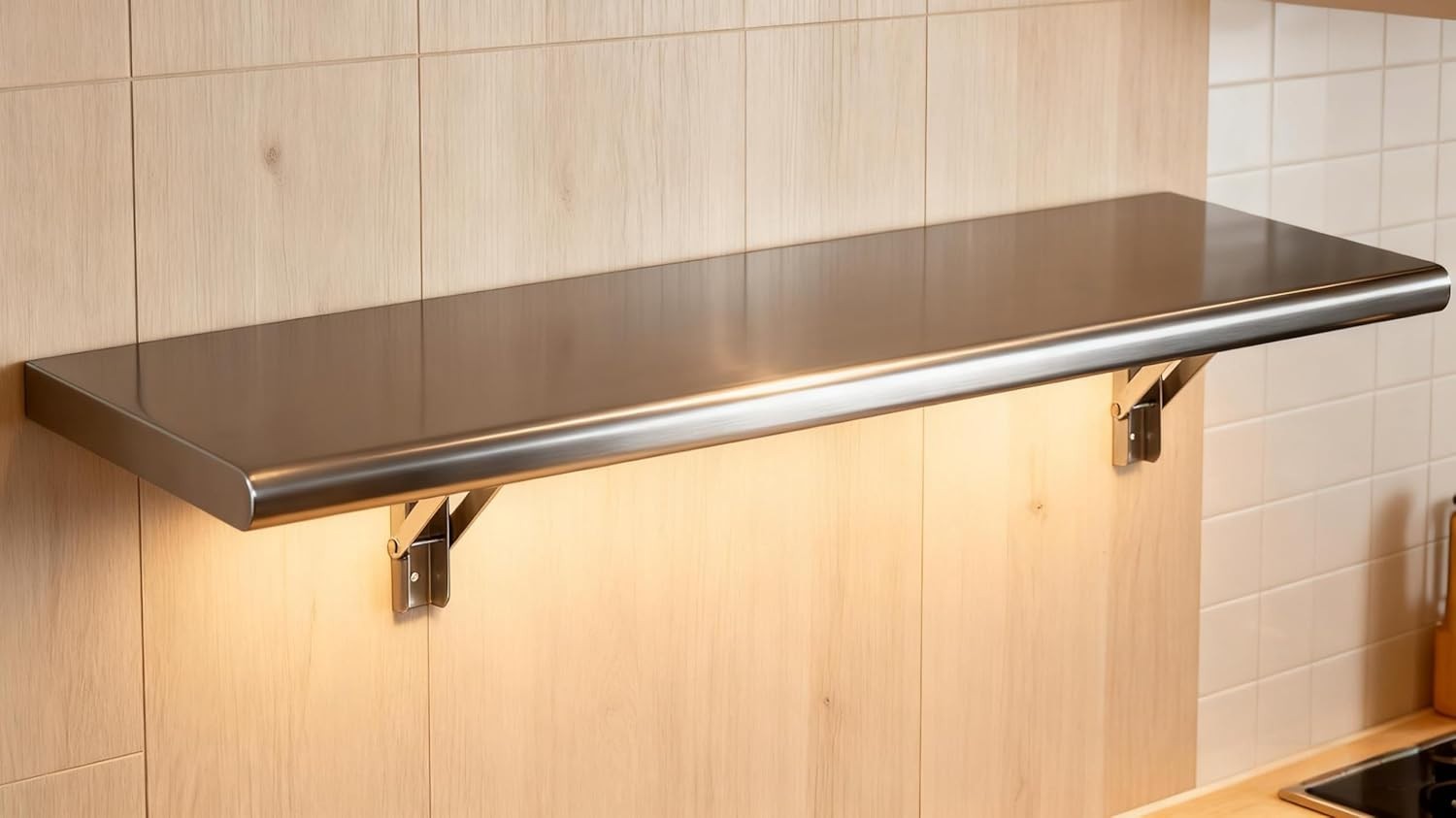 Concession Shelf 36″L x 12″W，22 gauge ASTM 304 Stainless Steel Folding Servin…