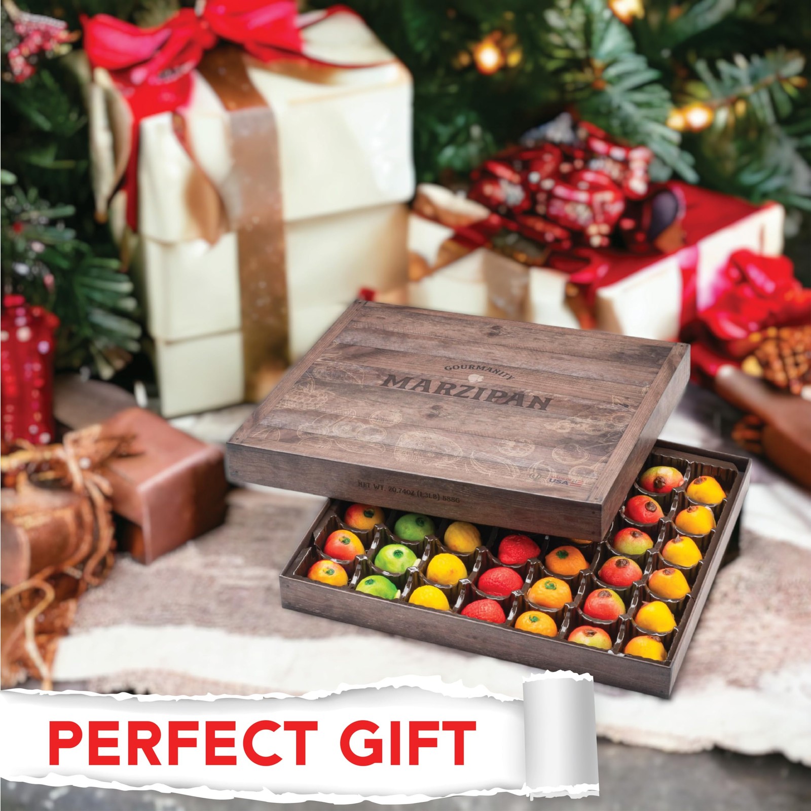 Gourmanity Marzipan Candy Gift Box, 42 Delicious 23.7 x 3.1 x 27.4 cm