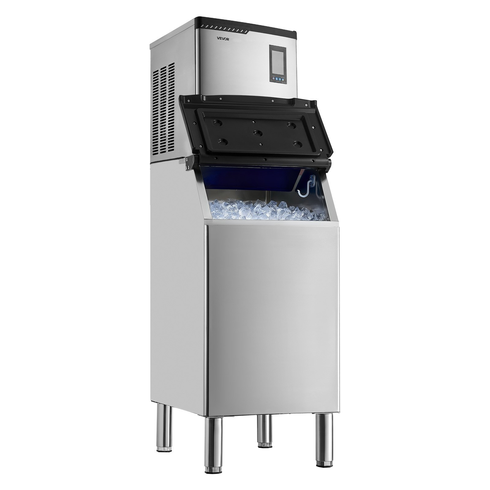 VEVOR Commercial Ice Maker 300LBS/24H with 300LBS Storage Bin Auto Self-Cleaning