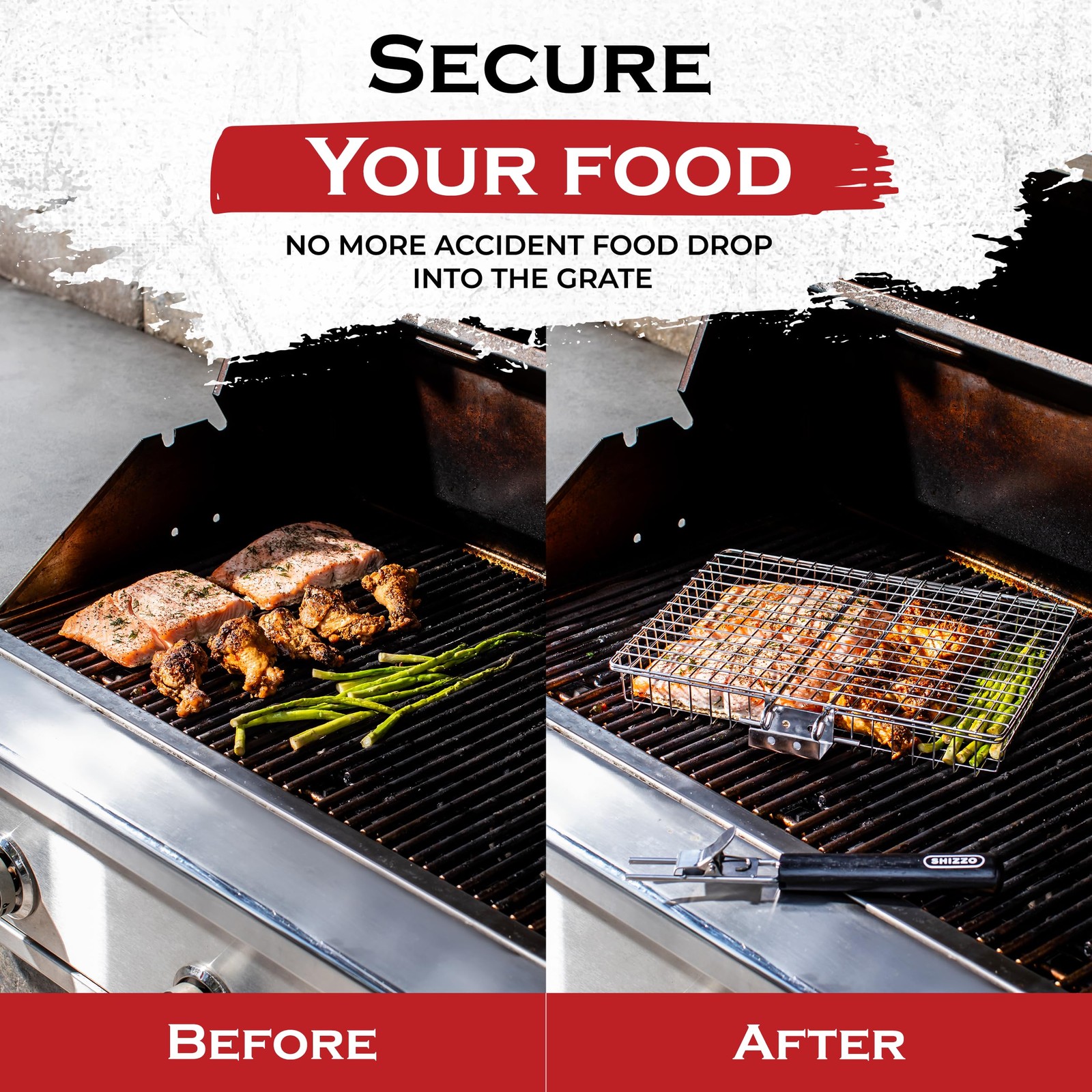 Shizzo Grill Basket Set Barbecue Bbq Grilling Stainless Steel Folding Portable