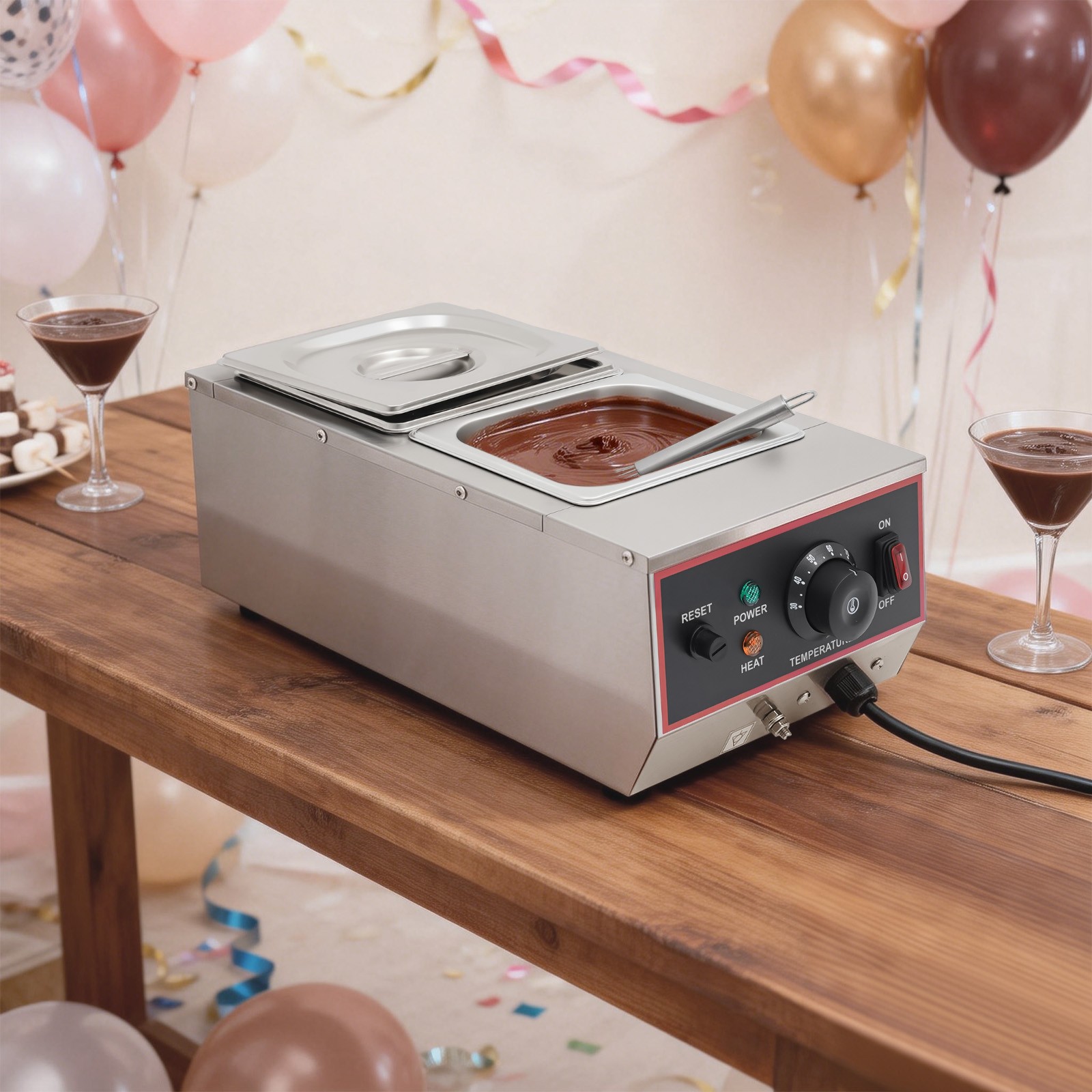 6L 800W Chocolate Tempering Machine Electric Melting Pots Stainless Steel 2 Pots