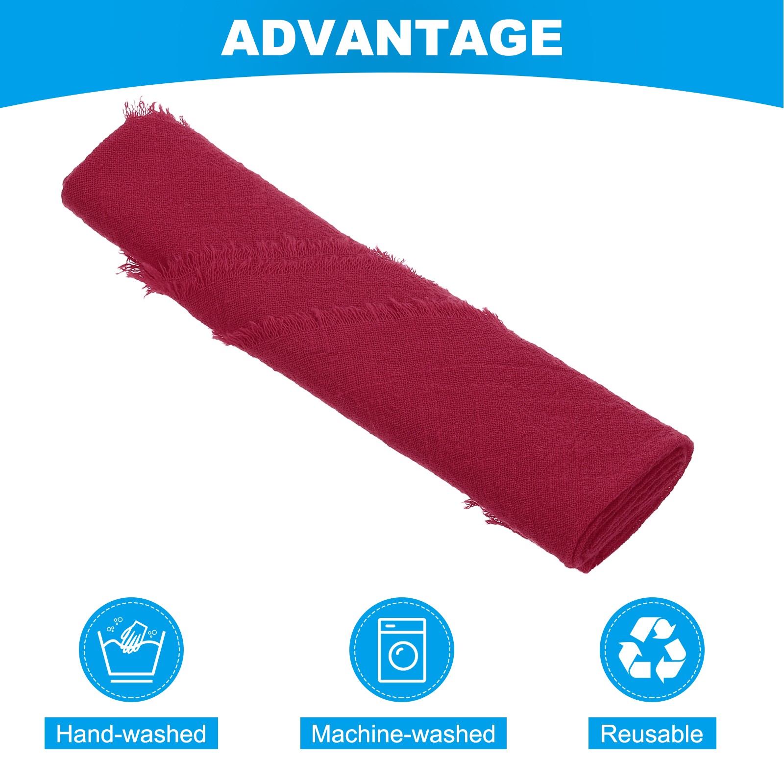 4pcs Cloth Napkins 16.5×16.5 Inches Cotton Linen Napkins with Fringe Wine Red
