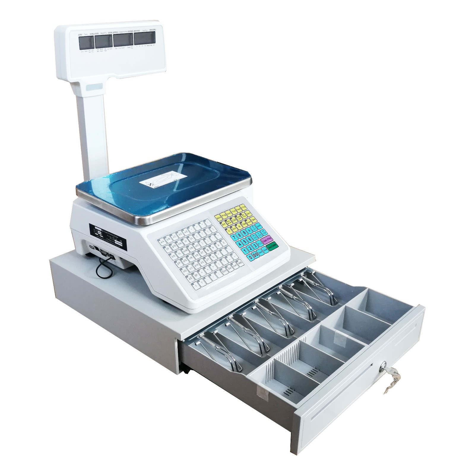 Max. 33lb Electronic Scale w Cash Box, Thermal Printer, Double Sided Display