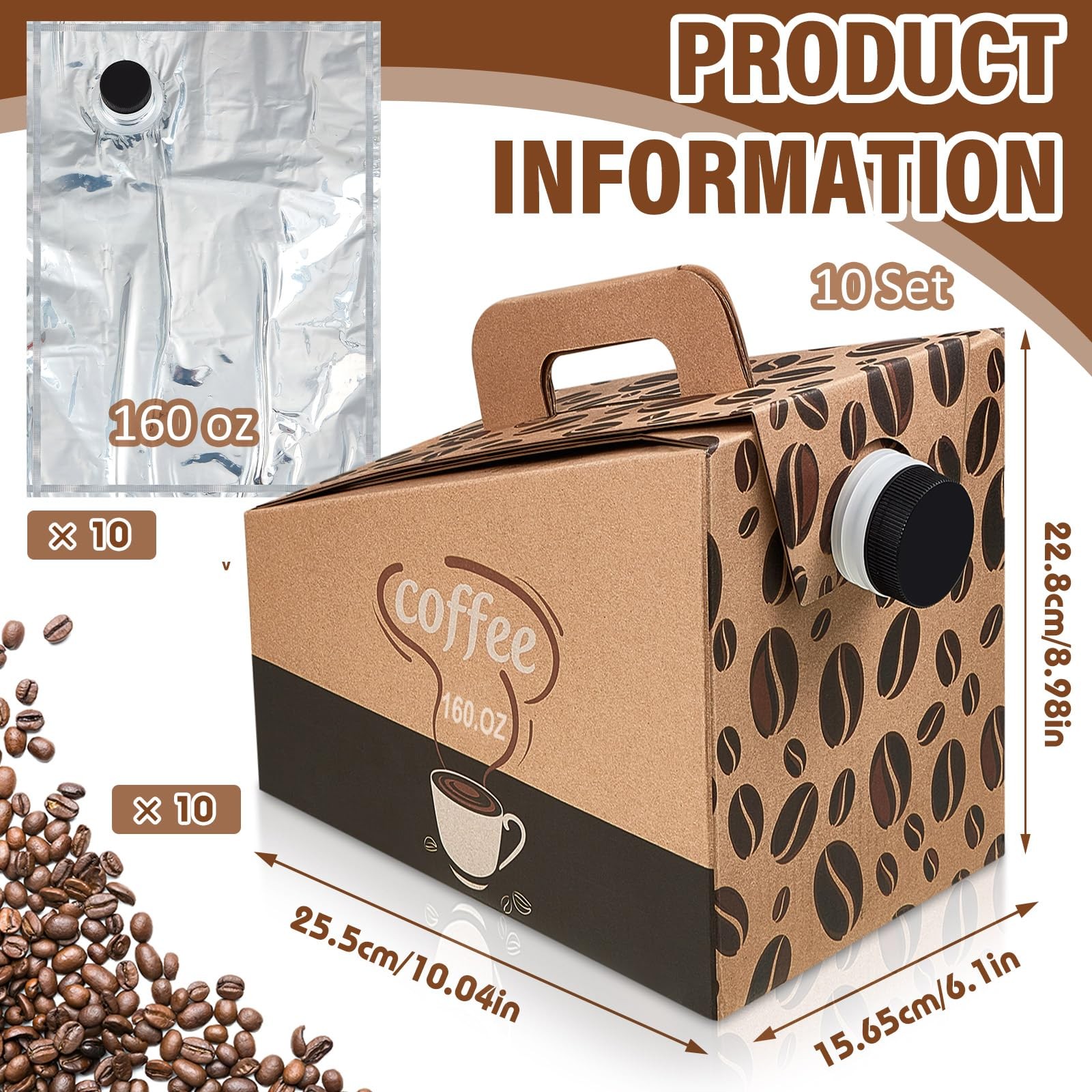 Dandat 10 Pcs 160 Oz Disposable Coffee Dispenser Spout Insulated Cardboard
